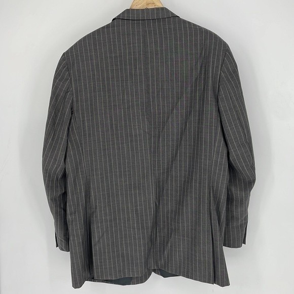 ADOLFO 36L men's gray wool mohair pinstripe blazer suit jacket sport coat - Picture 2 of 11